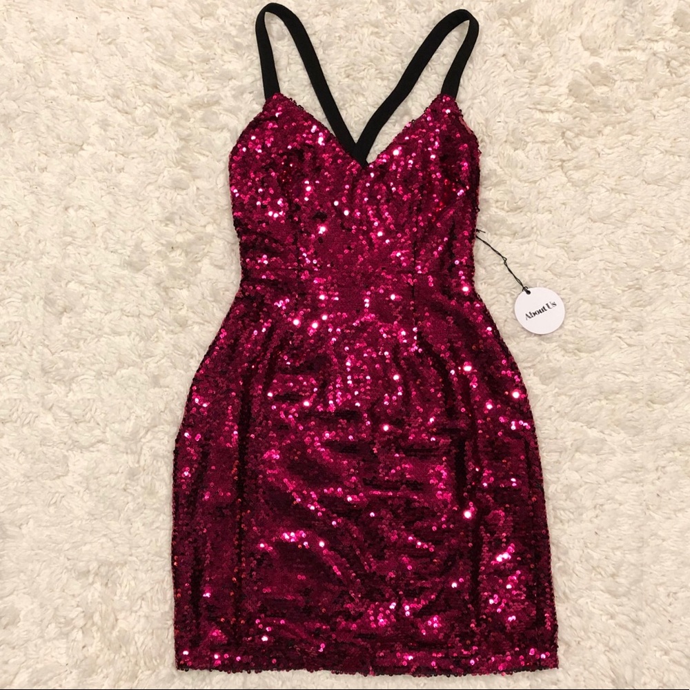 About Us Travie Sequin Strappy Mini Dress - Picture 3 of 6